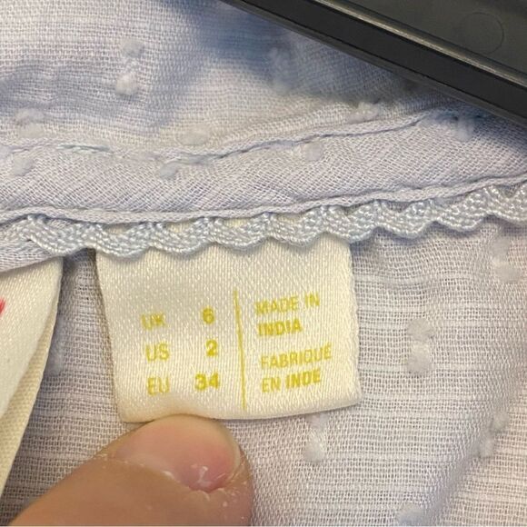 Anthropologie Maeve blue orange Floral embroidery Christie Buttondown blouse 2 - Picture 7 of 12